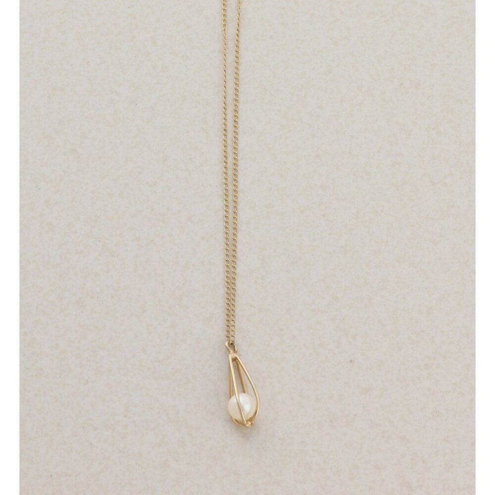 14k Yellow Gold Freshwater Pearl Necklace 15" Chain Petite Woman Teen Child - Picture 5 of 8